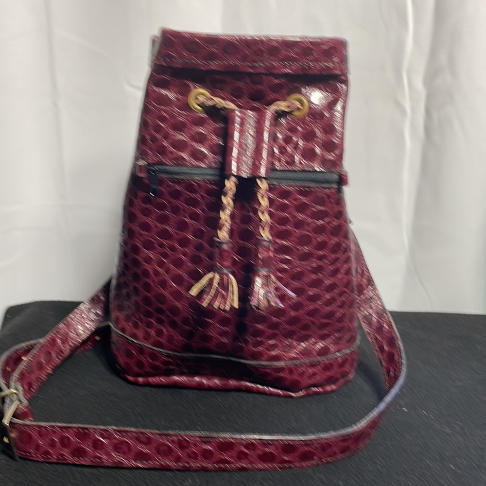 Handmade oxblood leather bucket bag